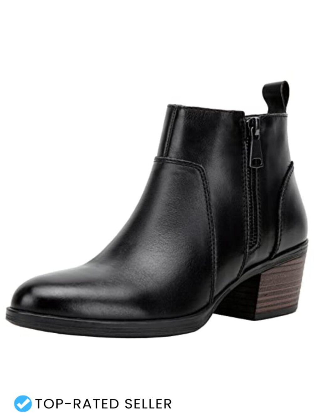 Genuine Leather Low Heel Ankle Boots Short Booties Memory Foam Zip